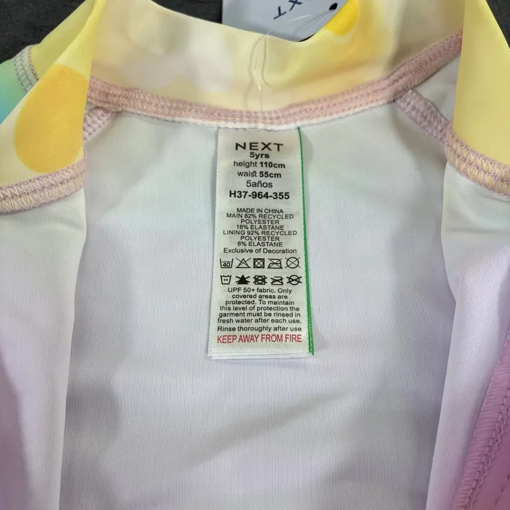 2) NEXT 5 Years UK Rainbow Print One Piece Sun Safe Swimsuits NWT Bnfts Charity
